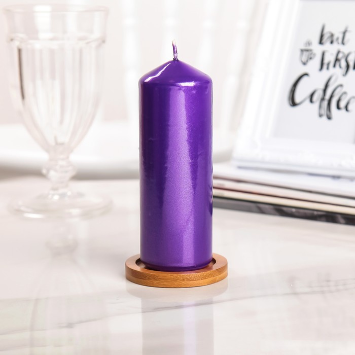 Свеча "Столбик", фиолетовый металлик, 5,5×15см