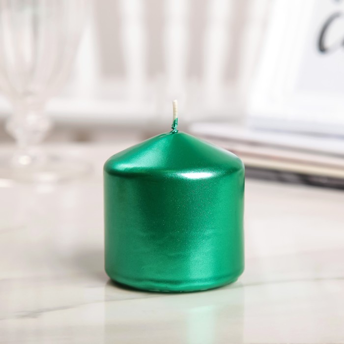 Свеча "Столбик", зелёный металлик, 7×7,5см