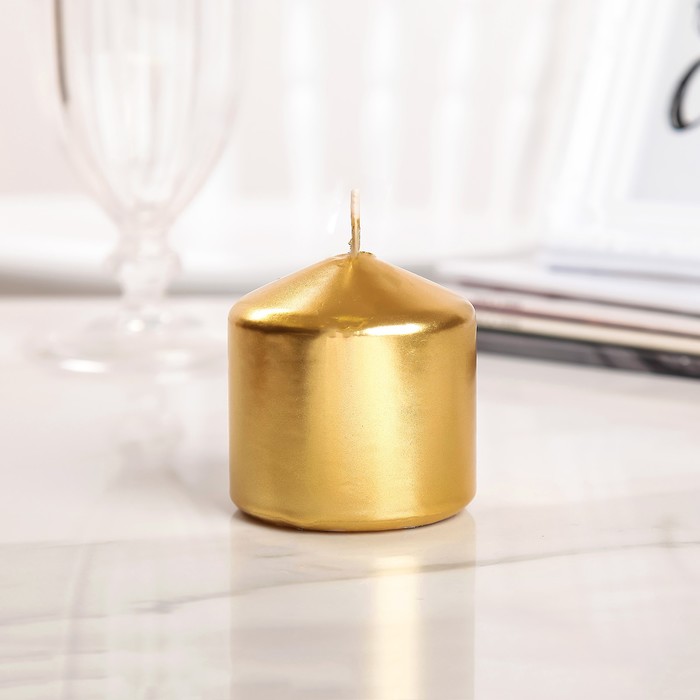 Свеча "Столбик", золотая, 7×7,5см