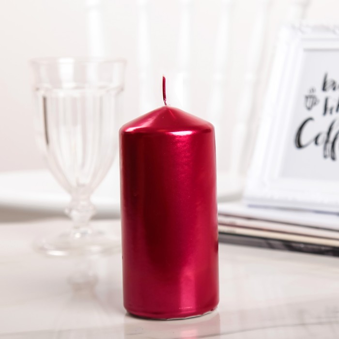 Свеча "Столбик", красный металлик, 7×15,5см