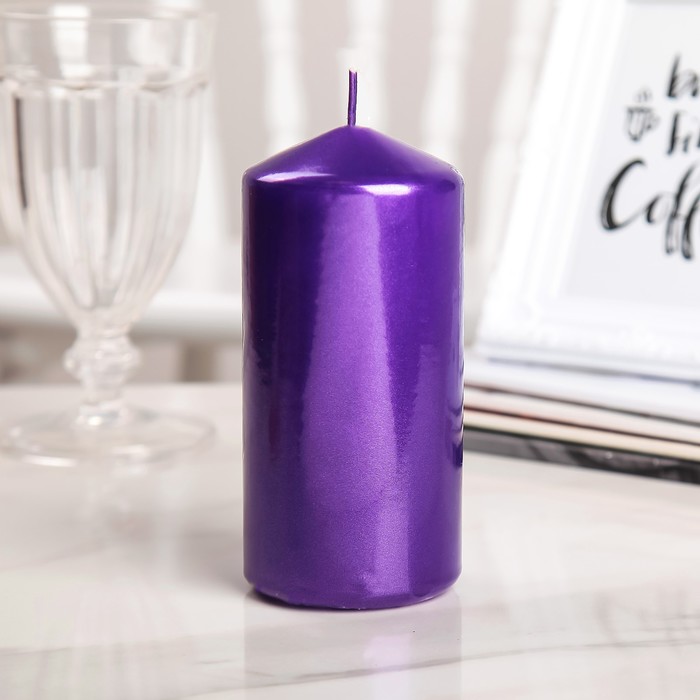 Свеча "Столбик", фиолетовый металлик, 7×15,5см