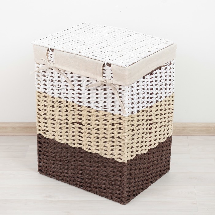 Корзина для белья прямоугольная 37х27х47 см, малая, цвет коричневый