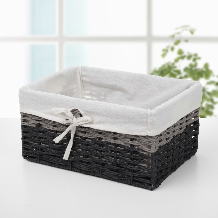 Корзина для хранения плетеная "Плетение" 32х22х15,5 см средняя, цвет серый