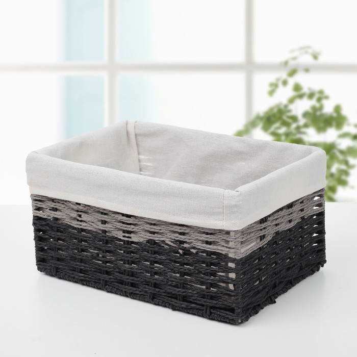 Корзина для хранения плетеная "Плетение" 37х27х17,5 см большая, цвет серый