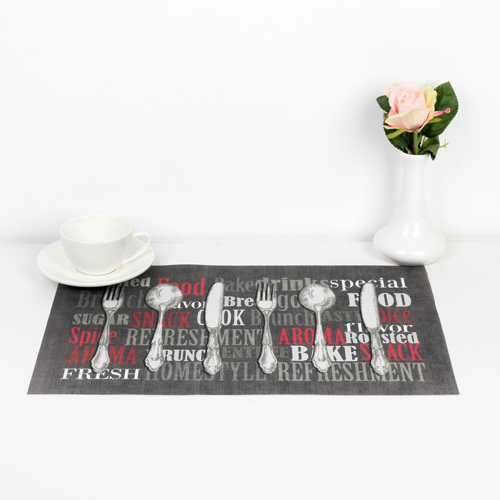 Салфетка кухонная "Столовые приборы" 45х30 см, цвета МИКС