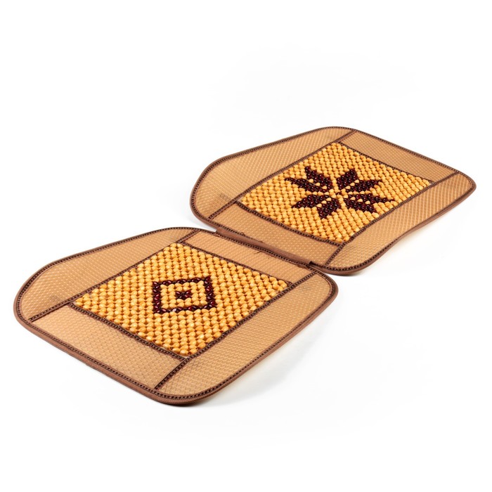 Накидка-массажер на сиденье, с деревянной вставкой, цвет бежевый