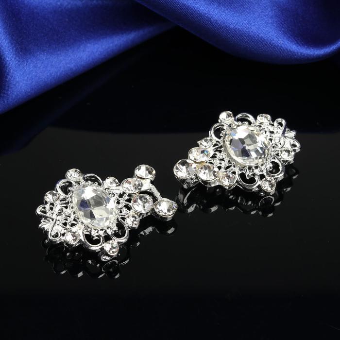 Декоративная застёжка, 6,5х3см, цвет серебристый