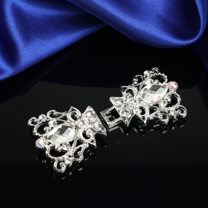 Декоративная застёжка, 6,6х3,3см, цвет серебристый