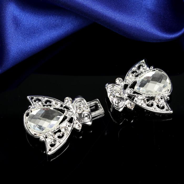 Декоративная застёжка, 6,7х3,5см, цвет серебристый