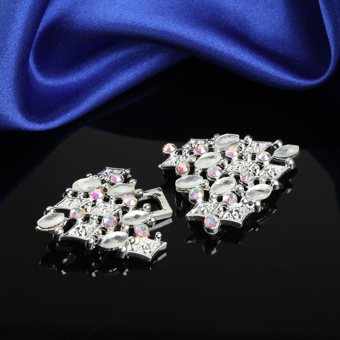 Декоративная застёжка, 7х3,3см, цвет серебряный