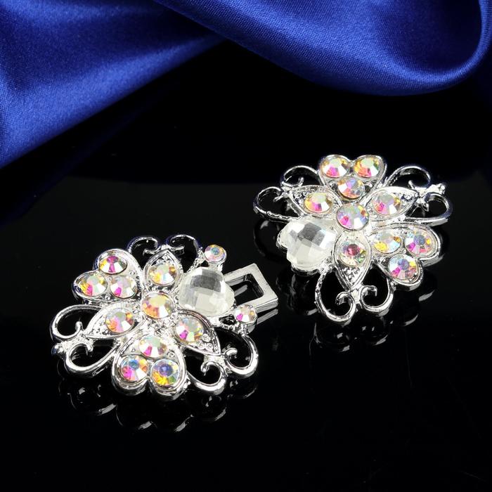 Декоративная застёжка, 6,8х3,5см, цвет серебряный