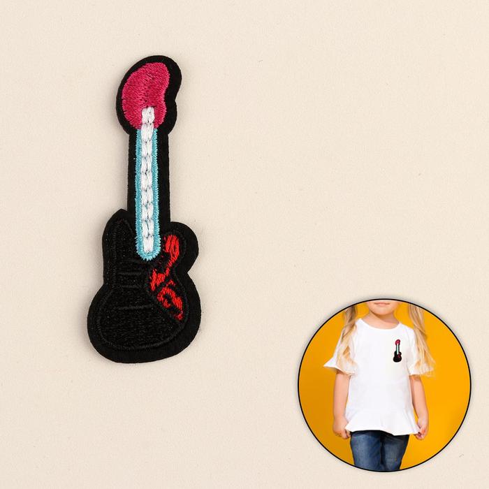 Термоаппликация "Гитара", 7*2,5см цвет чёрный