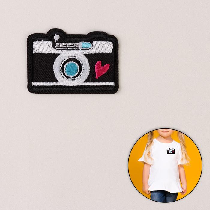 Термоаппликация "Фотоаппарат", 4,5*3,3см, цвет чёрный