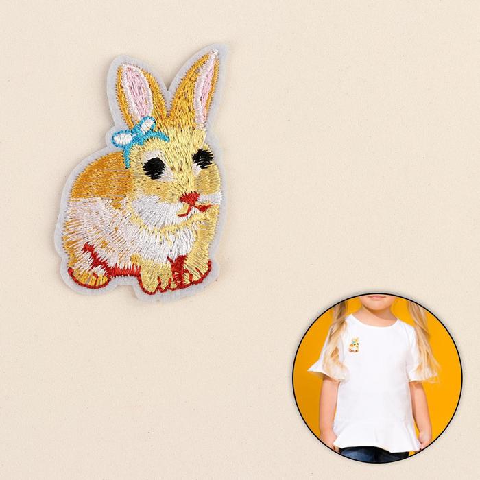 Термоаппликация "Заяц", 6*4см, цвет бежевый