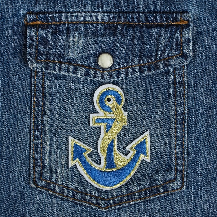 Термоаппликация "Якорь", 6,5*5,5см, цвет тёмно-синий