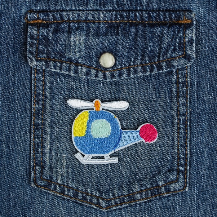 Термоаппликация "Вертолёт", 5,5*4см, цвет синий