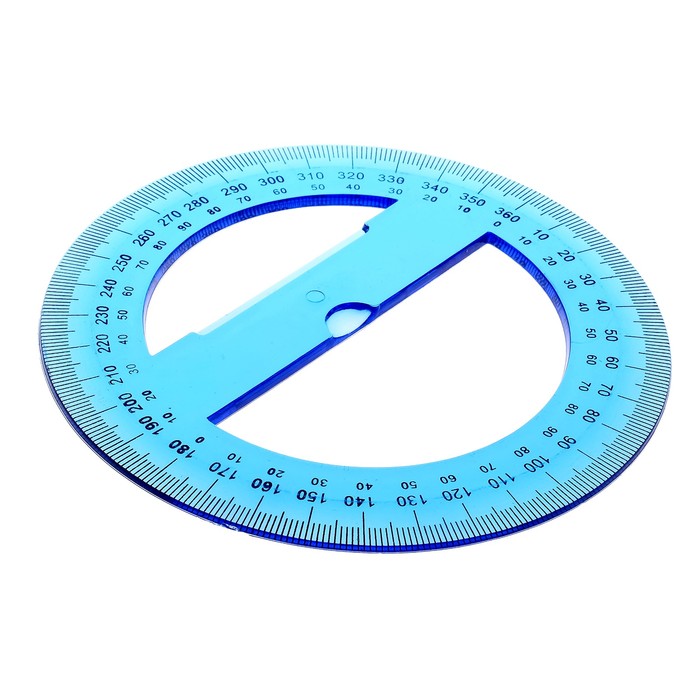 Транспортир 10см/360гр тонированный МИКС