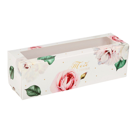Коробка для макарун, кондитерская упаковка «Тебе с любовью», розы, 5.5 х 18 х 5.5 см