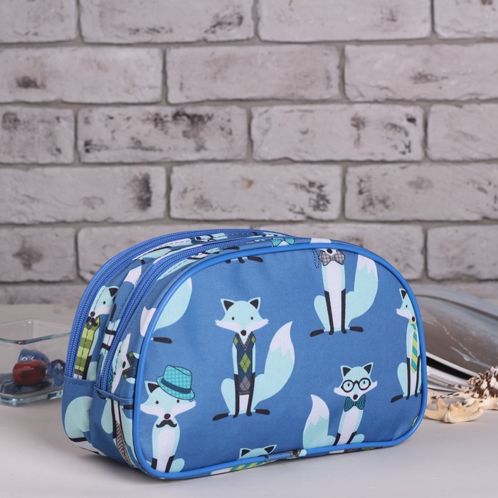 Косметичка дорожная "Лиса", отдел на молнии, цвет синий