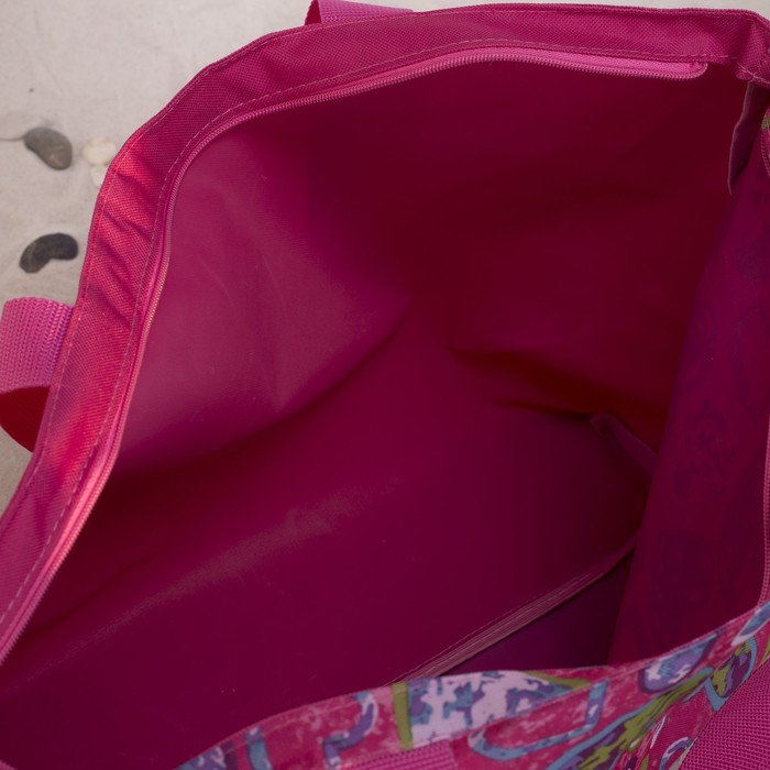 Сумка пляжная, отдел на молнии, цвет розовый/белый