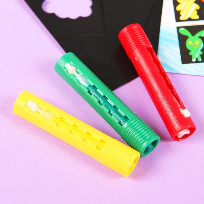 Мелки для рисования в ванной "Давай играть", набор: мелки 3 шт., трафареты 3 шт.