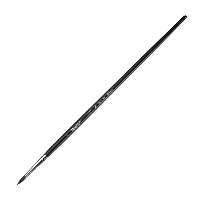 фото Кисть белка круглая, roubloff серия 1417 № 4, ручка удлинённая чёрная матовая, белая обойма