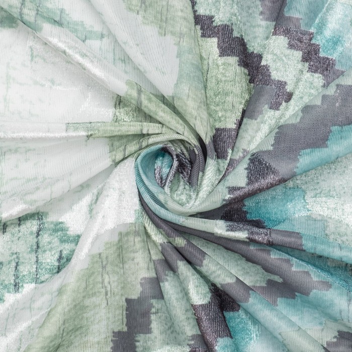 Штора тюлевая сетка с бархатом "Этель" Памир 170х250 см, зелёный,100% п/э