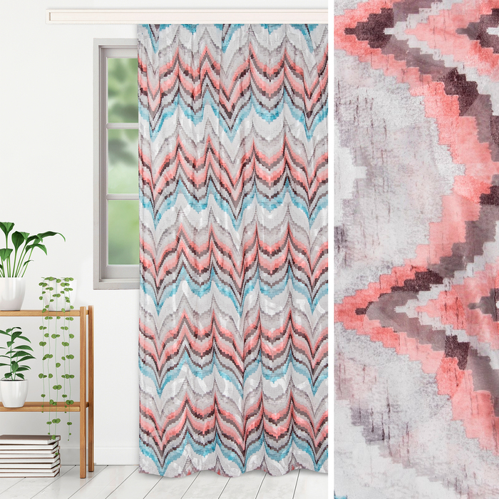 Штора тюлевая сетка с бархатом "Этель" Памир 240х250 см, мульти, 100% п/э