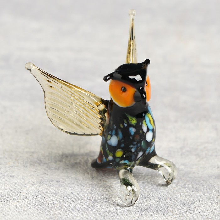 Сувенир стекло средняя фигурка "Сова" 5х5х3 см МИКС