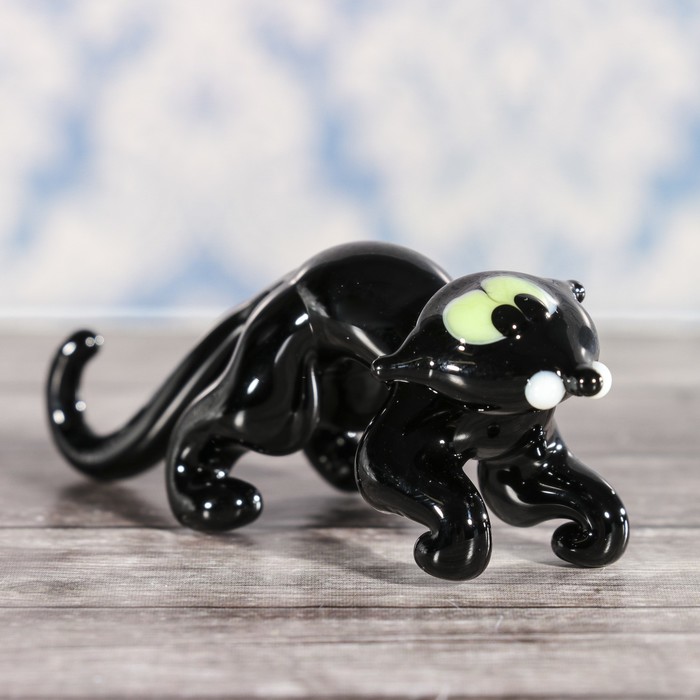 Сувенир стекло средняя фигурка "Кошка" 8х4х3 см  МИКС