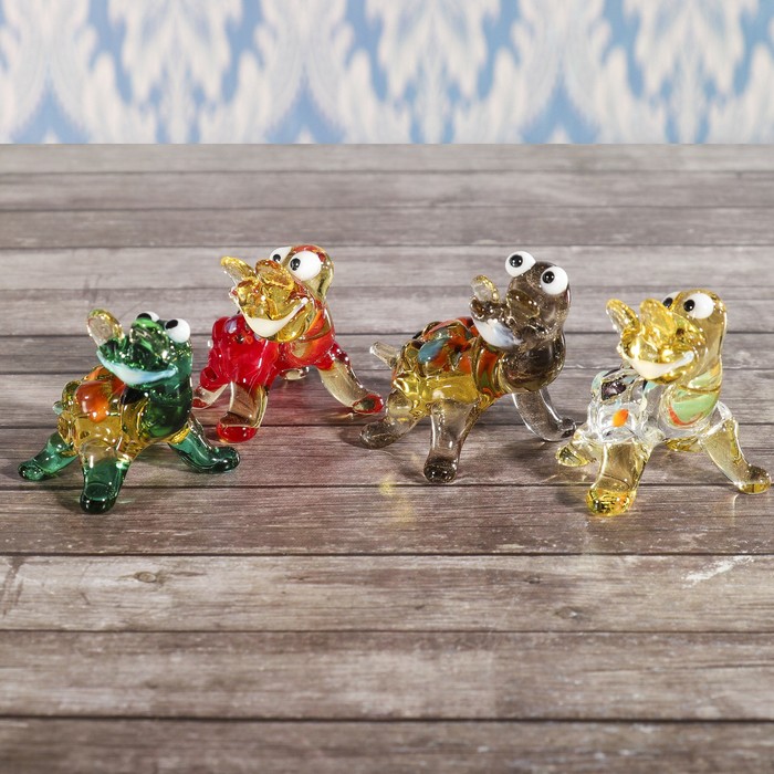 Сувенир стекло средняя фигурка "Черепаха в очках" 6х5х5 см МИКС