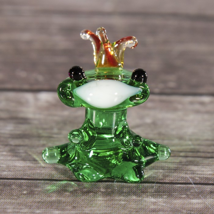 Сувенир стекло микро "Лягушка с короной" МИКС
