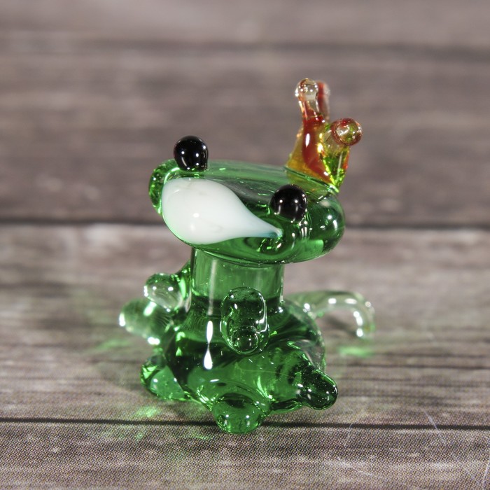 Сувенир стекло микро "Лягушка с короной" МИКС