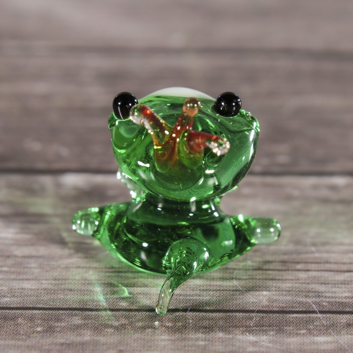 Сувенир стекло микро "Лягушка с короной" МИКС