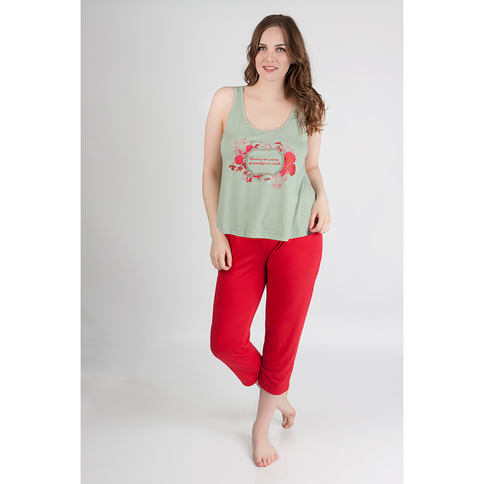 Комплект женский (майка, бриджи) 80172 цвет зелёный, р-р 44   вискоза