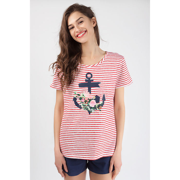 Комплект женский (майка, шорты) 80270 цвет красный, р-р 50