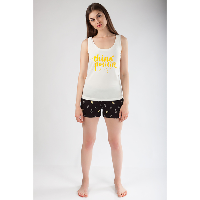 Комплект женский (футболка, шорты) 80023 цвет белый, р-р 48