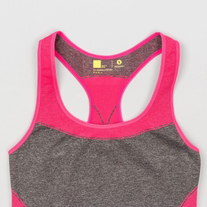 Майка женская спортивная JC002, цвет серый меланж/розовый, р-р 56-68 (XXL)