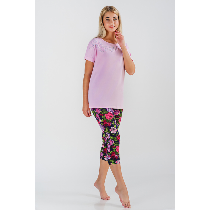 Комплект женский (футболка, легинсы) 8568 цвет розовый, р-р 46