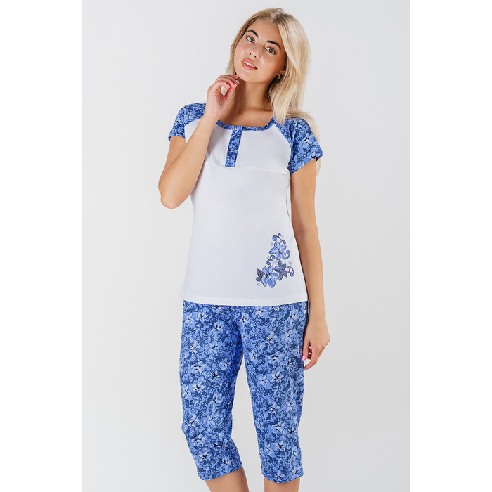 Комплект женский (футболка, бриджи) 8642 цвет белый, р-р 52