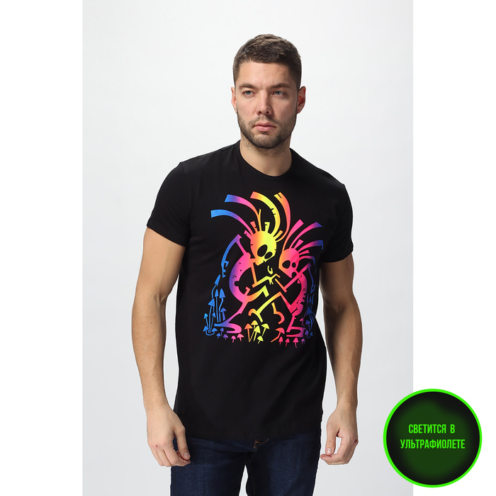 Футболка мужская, светящийся рисунок 14-119, цвет чёрный, р-р 52 (XXL)
