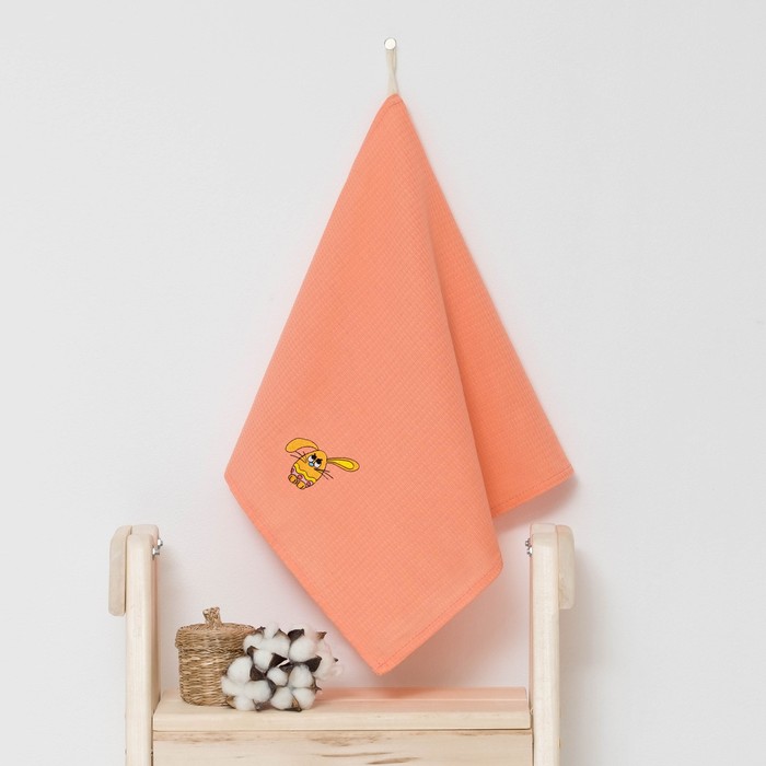 Полотенце детское "Доляна" Зая, цвет коралловый 40х70 см, 100% хлопок, 150 г/м²
