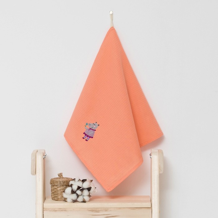 Полотенце детское "Доляна" Бегомотик, цвет коралловый 40х70 см, 100% хлопок, 150 г/м²