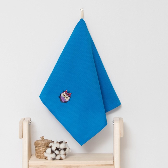 Полотенце детское "Доляна" Совушка, цвет небесный 40х70 см, 100% хлопок, 150 г/м²