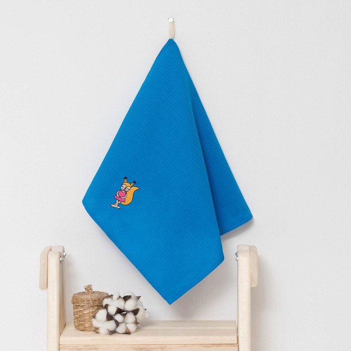 Полотенце детское "Доляна" Белочка, цвет небесный 40х70 см, 100% хлопок, 150 г/м²