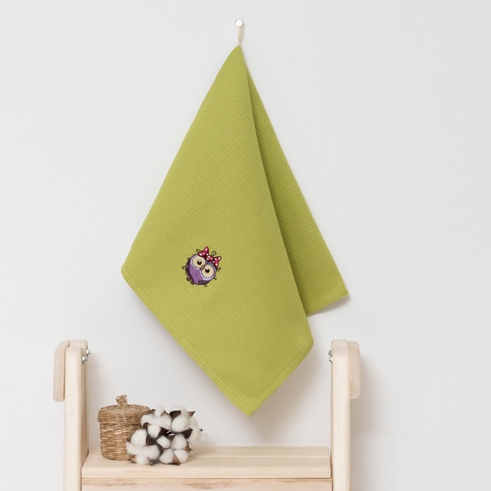 Полотенце детское "Доляна" Совёнок, цвет оливковый 40х70 см, 100% хлопок, 150 г/м²