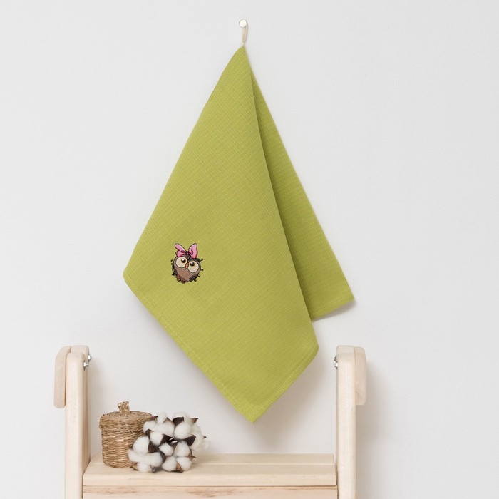 Полотенце детское "Доляна" Совушка, цвет оливковый 40х70 см, 100% хлопок, 150 г/м²