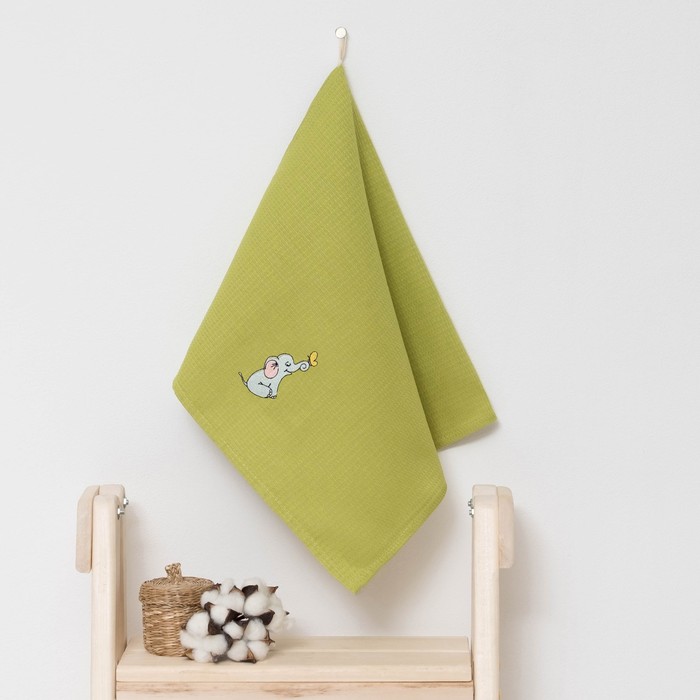 Полотенце детское "Доляна" Слоник, цвет оливковый 40х70 см, 100% хлопок, 150 г/м²