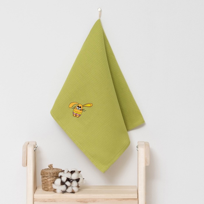 Полотенце детское "Доляна" Зая, цвет оливковый 40х70 см, 100% хлопок, 150 г/м²