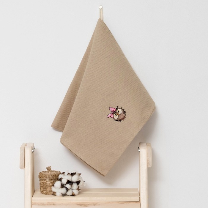 Полотенце детское "Доляна" Совёнок, цвет песочный 40х70 см, 100% хлопок, 150 г/м²